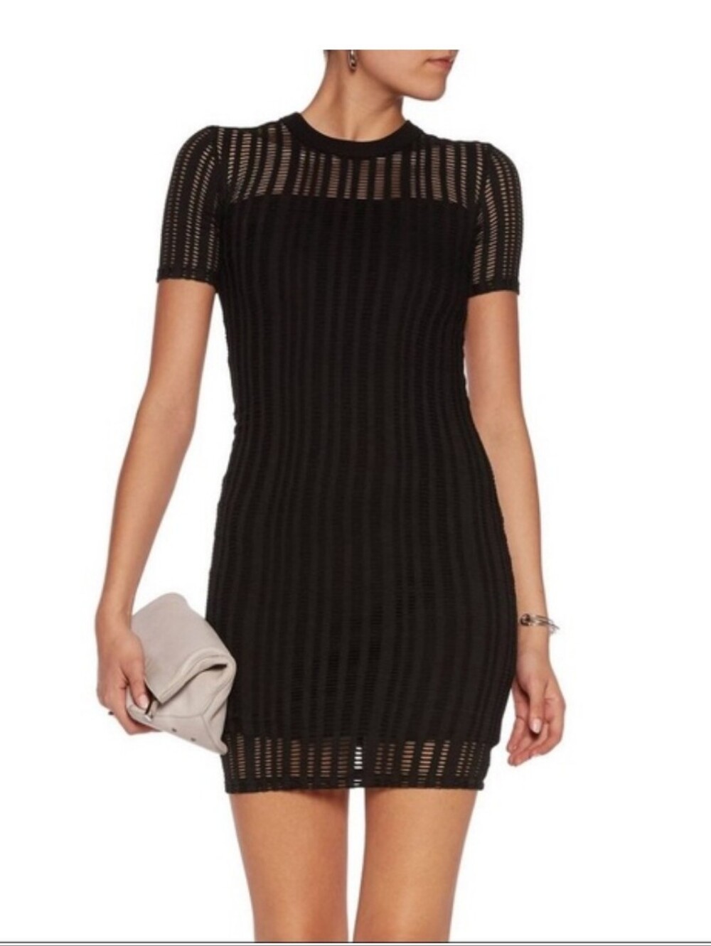 NWT T by Alexander Wang Black Mesh Overlay Dress Size Small